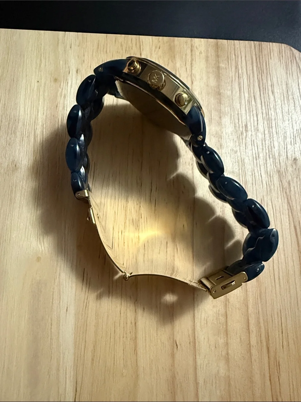 Michael Kors Dark Blue and Gold Chronograph Link Watch